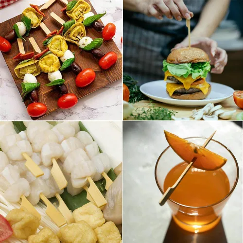 Miniatura 2 de 200 pinchos de bambú para aperitivos, palillos de dientes de 4.7 pulgadas con caja de almacenamiento, púas de cóctel para bebidas, brochetas