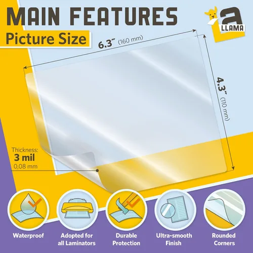 Miniatura 2 de Bolsas de laminación térmica, 4.3 x 6.3 pulgadas, 3 mil de grosor, paquete de 50, adecuadas para hojas de laminado de tamaño de imagen de 4 x 6