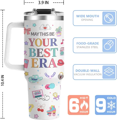 Miniatura 7 de 40Oz Tumbler for Singer Fans Perfect Music Fan Gifts for Women Best Era Stainless Steel Tumblers Cup with Handle Birthday X-mas Gifts for Girls