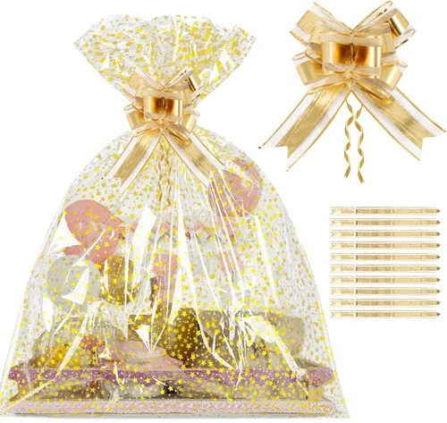 Miniatura 9 de 100 bolsas de regalo de celofán con estampado de estrellas, de 6 x 10 pulgadas, bolsas de regalo de celofán, bolsas de regalo de fiesta, bolsas