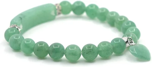 Miniatura 2 de Justinstones - Brazalete unisex con cuentas de gemas semipreciosas con dije de corazón, elástico