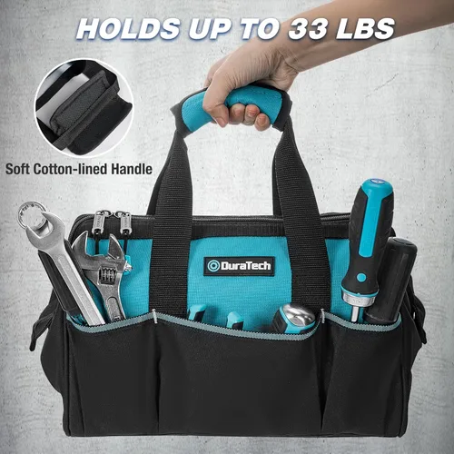 Miniatura 3 de DURATECH Bolsa de herramientas portátil de 13 pulgadas con 9 bolsillos, bolsas de herramientas para hombres y mujeres, bolsa de herramientas