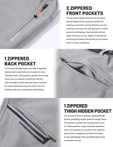 Miniatura 5 de TACVASEN Pantalones de esquí de nieve para hombre, pantalones de snowboard resistentes al agua, pantalones de senderismo con forro polar