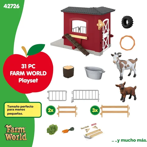 Miniatura 6 de Schleich Farm World – Juego de 31 piezas de establo de cabras con 2 figuras de cabras y accesorios – Juguetes de animales de granja para niños