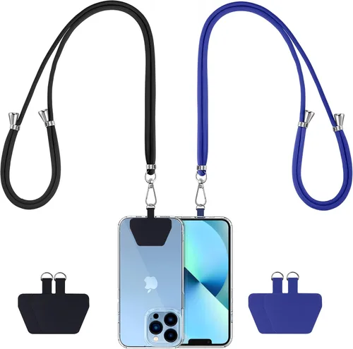 Miniatura 24 de CACOE Paquete de 2 cordones para teléfono, 1 correa ajustable para el cuello, 1 correa de muñeca, 2 almohadillas, cordones universales cruzados
