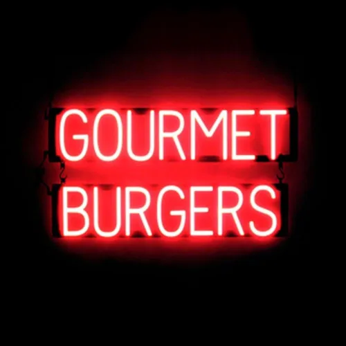 Miniatura 29 de SpellBrite HAMBURGERS Letrero para restaurantes Letreros relacionados con el comedor con aspecto de neón, luz LED roja 40.0 x 6.3 pulgadas Rojo