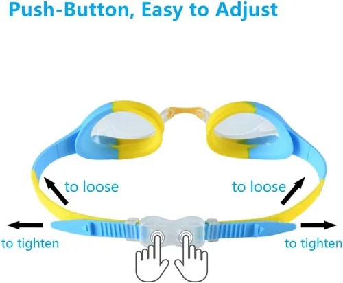 Miniatura 3 de Hually Gafas de natación para niños, gafas de natación sin fugas para niños, fáciles de ajustar, gafas de natación antivaho anti-UV para niños