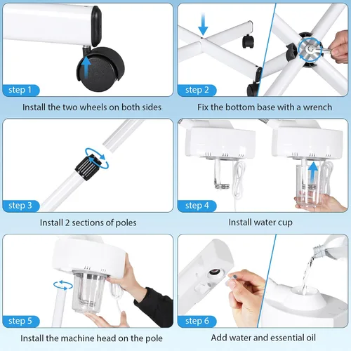 Miniatura 2 de HomGarden Vaporizador facial profesional, función de niebla caliente y temporizador, altura y ángulo ajustables, vaporizador facial profesional