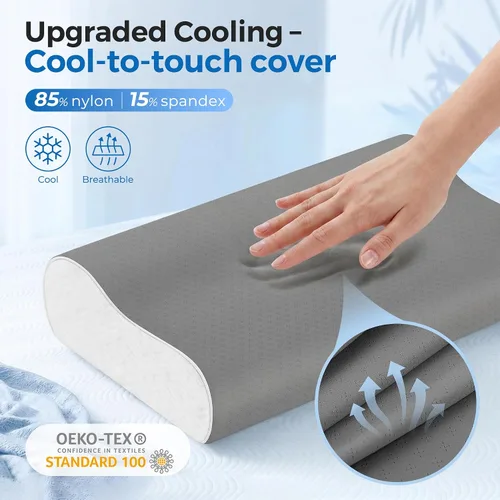 Miniatura 3 de Elviros Almohadas de espuma viscoelástica para aliviar el dolor de cuello, almohada ortopédica ergonómica de altura ajustable para dormir, almohada