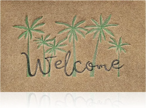 Miniatura 9 de Tapetes grandes de bienvenida para puerta delantera, exterior, tapete de entrada para puerta de entrada exterior con respaldo de goma Palmera-gris