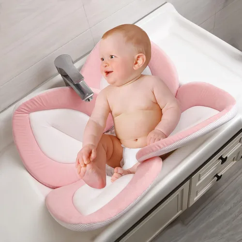 Miniatura 2 de PandaEar Almohadilla de baño para bebé recién nacido, pétalos de flores suaves para fregadero, bañera, regalo esencial de ducha (rosa)
