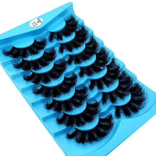 Miniatura 9 de 6 pares de pestañas postizas de ojo de gato, esponjosas pestañas de visón sintético 8D, pestañas dramáticas largas y gruesas (7 pares-BHZ01)