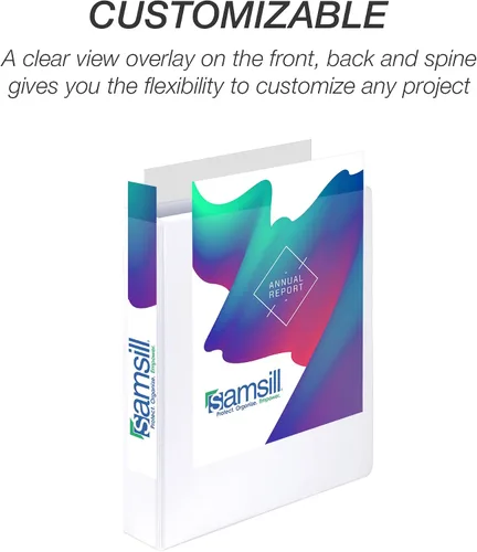 Miniatura 81 de Samsill - Carpeta duradera de 5 pulgadas, fabricada en los Estados Unidos, con anillos en D, transparente y personalizable, color blanco