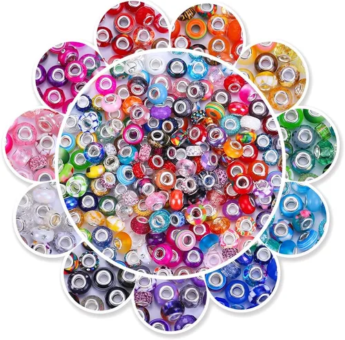 Miniatura 15 de Espaciador de agujeros grandes europeos con cuentas de hadas con diamantes de imitación para manualidades, pulseras y bisutería