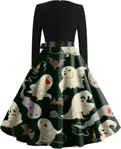 Miniatura 2 de Disfraces góticos de Halloween para mujer, vestido acampanado de manga larga, vestidos casuales de fiesta huecos, vestidos de otoño 2023