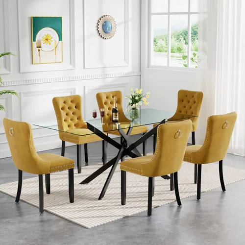Miniatura 79 de HomVent Juego de mesa de comedor redonda de vidrio de 3 piezas, juego de mesa de comedor de vidrio templado para 2 mesas de cocina con 2 sillas