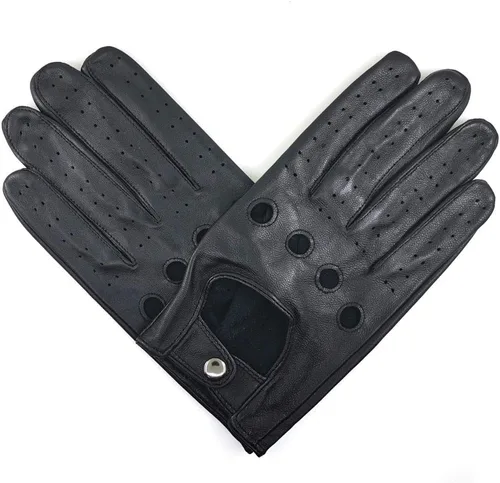 Miniatura 2 de ZLUXURQ Guantes de conducción profesionales de cuero para hombre sin forro, suaves y finos, piel de cordero italiana