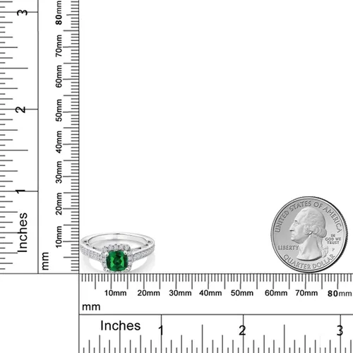Miniatura 18 de Gem Stone King Anillo de compromiso de plata de ley 925 de 0.236 in con piedra natal y zafiro blanco creado con acento Anillo de compromiso