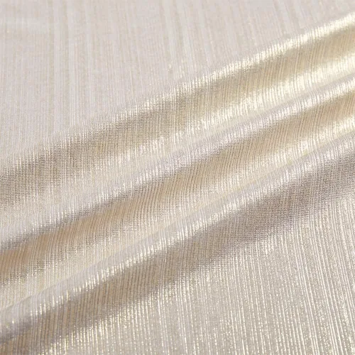 Miniatura 7 de Tela de punto acanalado metálico suave, brillante y elástica de 60 pulgadas de ancho con brillo metálico para vestido de baile, disfraz, vestido