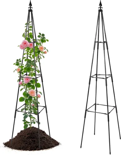 FOLLOOK Enrejado de jardín para plantas trepadoras al aire libre, 67 pulgadas de alto, enrejado de pepino y tomate, soporte para plantas trepadoras,
