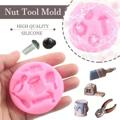 Miniatura 2 de ZiXiang Herramientas manuales de silicona, herramientas de construcción, moldes de fondant, tuercas de tornillo, bisagra, moldes de caramelo