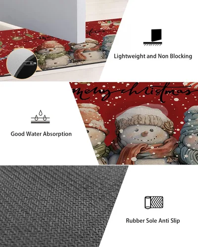 Miniatura 3 de Tapete de baño de muñeco de nieve para bañera, antideslizante, de secado rápido y absorbente, tierra de diatomeas, fregadero, dormitorio, cocina