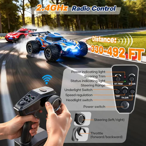 Miniatura 3 de Autos RC rápidos sin escobillas 1/16 para adultos, auto de control remoto todoterreno máximo de 64 KM/H - Camiones monstruo RC todoterreno de alta