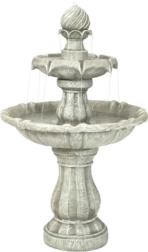 Miniatura 11 de Sunnydaze Fuente de agua solar de 2 niveles de 35 pulgadas con respaldo de batería, bomba sumergible, resina y fibra de vidrio, color negro