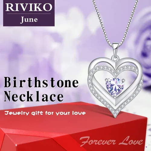 Miniatura 61 de RIVIKO Collar con símbolo de corazón infinito para mujer, plata de ley 925, delicado colgante de corazón para el día de San Valentín, día