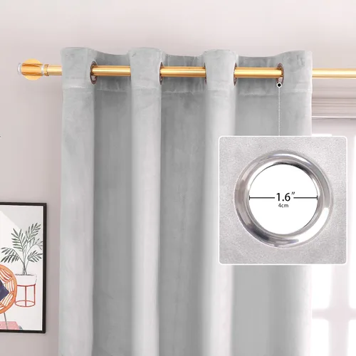 Miniatura 2 de Roy Lei Cortinas de terciopelo de lujo súper suaves para sala de estar, paneles de cortina de terciopelo con bloqueo de luz, cortinas de privacidad