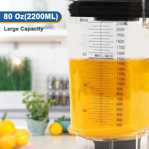 Miniatura 4 de CRANDDI Licuadora comercial para triturar hielo, picar, moler, mezclar, licuar, 1500W 80oz licuadora con manipulación y cubierta extraíble