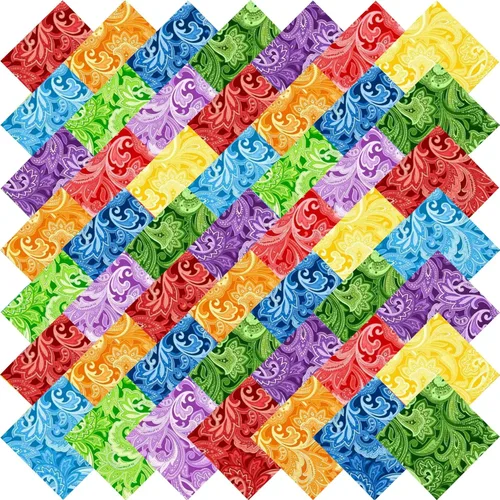 Miniatura 10 de 5 x 5 pulgadas, 50 piezas de tela floral 100% algodón, suministros de acolchado para coser bricolaje y principiantes de colcha, flores blancas