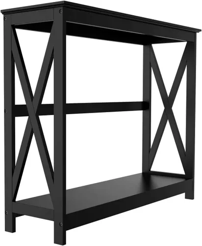Miniatura 9 de Topeakmart Sofá consola, mesa de entrada de 2 niveles con estante de almacenamiento, mesa de sofá estrecha para entrada, pasillo, sala de estar