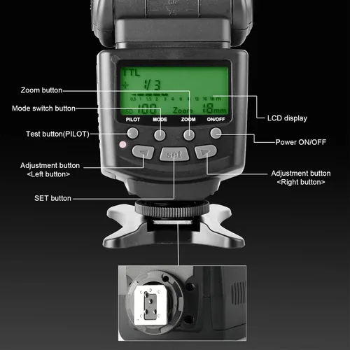 Miniatura 5 de Meike MK430N TTL Flash de cámara Speedlite con pantalla LCD compatible con cámaras Nikon D7100 D5300 D5200 D3500 D3100 D600 D800 D3200 D90 D80 D300