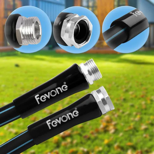 Miniatura 3 de FEVONE Manguera de jardín sin torceduras de 50 pies, manguera de agua resistente Flexible ligero, polímero híbrido, 5/8 ID, 600 PSI, accesorios