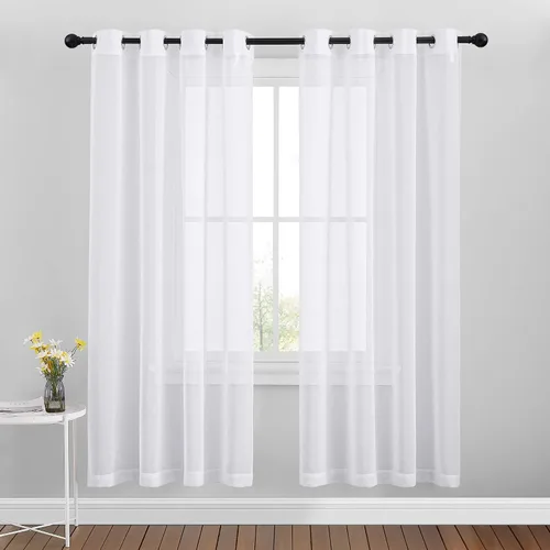 Miniatura 36 de NICETOWN Cortinas de lino sintético degradado para sala de estar, estilo noble con ojales, cortinas semitransparentes para niños, cortinas de Morado