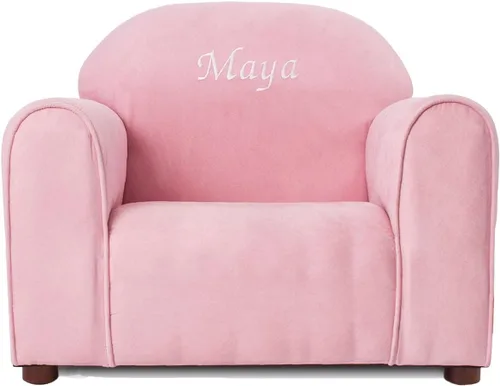 Miniatura 12 de Keet Silla infantil personalizada, personaliza con nombre, tapicería de microgamuza suave, sillón bordado para niños, marco de madera resistente