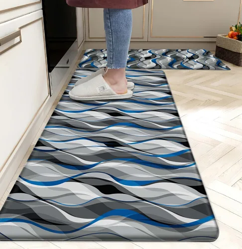 Miniatura 14 de weesire Alfombra de Cocina Verde Tapetes Anti Fatiga para Piso de Cocina Alfombras de Cocina Verde Salvia Floral Hierbas Espuma Viscoelástica Tapete