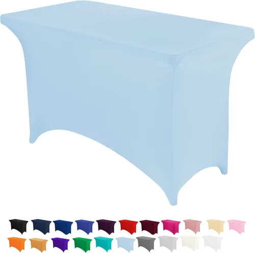 Miniatura 34 de Peomeise - Funda de mesa de elastano de 4 pies, mantel rectangular elástico de elastano (verde manzana, 4 pies)