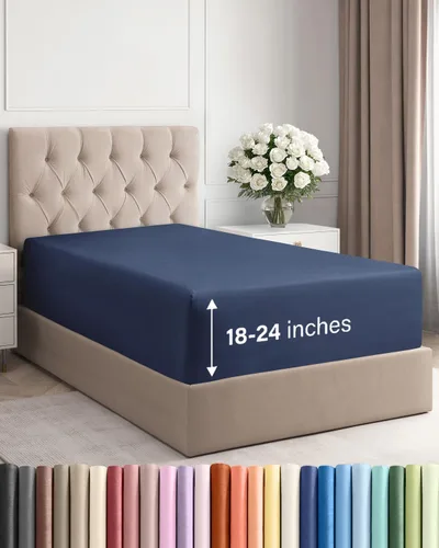 Miniatura 122 de Sábana bajera ajustable extra profunda tamaño completo – Sábana bajera individual de lujo para hotel únicamente – Se adapta fácilmente a colchones