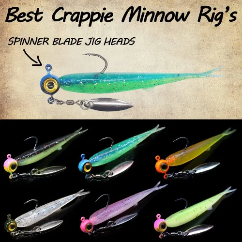 Miniatura 5 de Kit de Señuelos para Crappie - Plásticos - Cabezas de Jig - Kit de Shad - Minnow - Señuelos de Pesca para Crappie - Panfish - Bluegill - Kit de 40