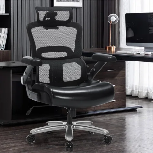 Miniatura 2 de Silla de oficina ergonómica resistente de 500 libras, silla de escritorio grande y alta con soporte lumbar ajustable, reposacabezas 3D, respaldo
