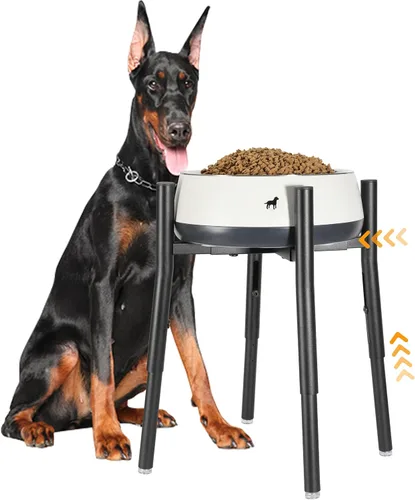 PROERR Soporte elevado para cuenco individual para perro, ajustable de 12 a 16 pulgadas de alto, soporte elevado para cuencos de comida para perros