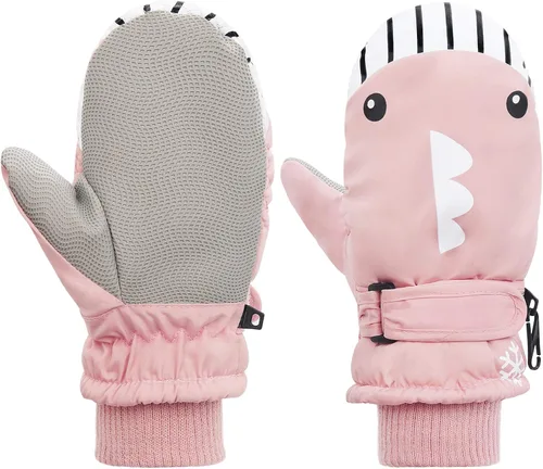 American Trends Guantes de nieve de invierno para niños pequeños, guantes de esquí impermeables de forro polar cálido para niños y niñas