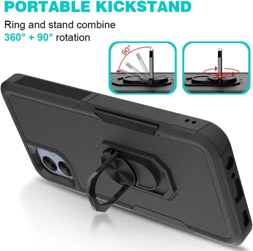 Miniatura 3 de Funda para Samsung Galaxy A04e, doble capa a prueba de golpes magnética con soporte de anillo giratorio (negro)