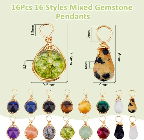 Miniatura 2 de SUPERFINDINGS Colgantes de piedras preciosas chapado en oro platino alambre de cobre envuelto redondo colgante encanto cuarzo cristal piedra encantos