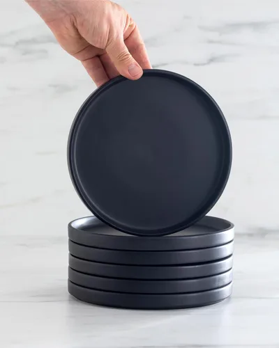 Miniatura 9 de Juego de vajilla de gres para 4 personas 12 piezas – Juego de platos y cuencos negros mate – Apto para lavavajillas, microondas y resistente a