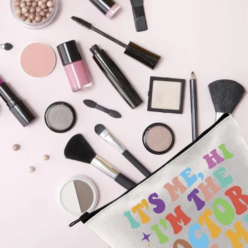 Miniatura 5 de TSOTMO Bolsa de maquillaje para médico, regalo para dentista y doctora, soy yo, hola soy el doctor, soy yo, regalo para doctora, Beige, Médico