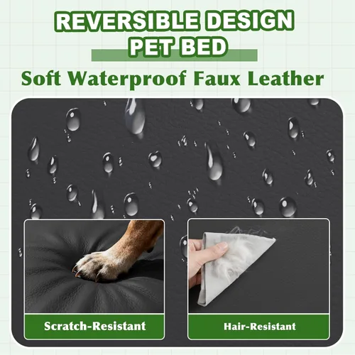 Miniatura 2 de Vonabem Cama grande para perro impermeable XL lavable para jaula de 42 pulgadas, camas para mascotas de cuero duradero para exteriores espuma
