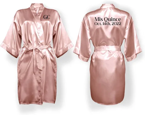 Miniatura 12 de Bata personalizada para mujer, tallas S-5XL, añade símbolos, texto y monogramas – Batas para bodas, viajes de niñas, cumpleaños y más